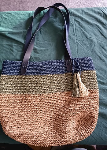 Püsküllü Çok Renkli el Örgü Kadın Çanta - Görsel 2