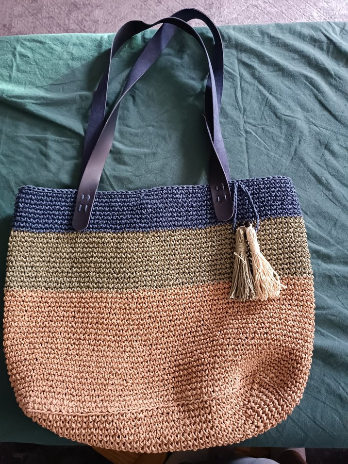 Püsküllü Çok Renkli el Örgü Kadın Çanta - Görsel 2