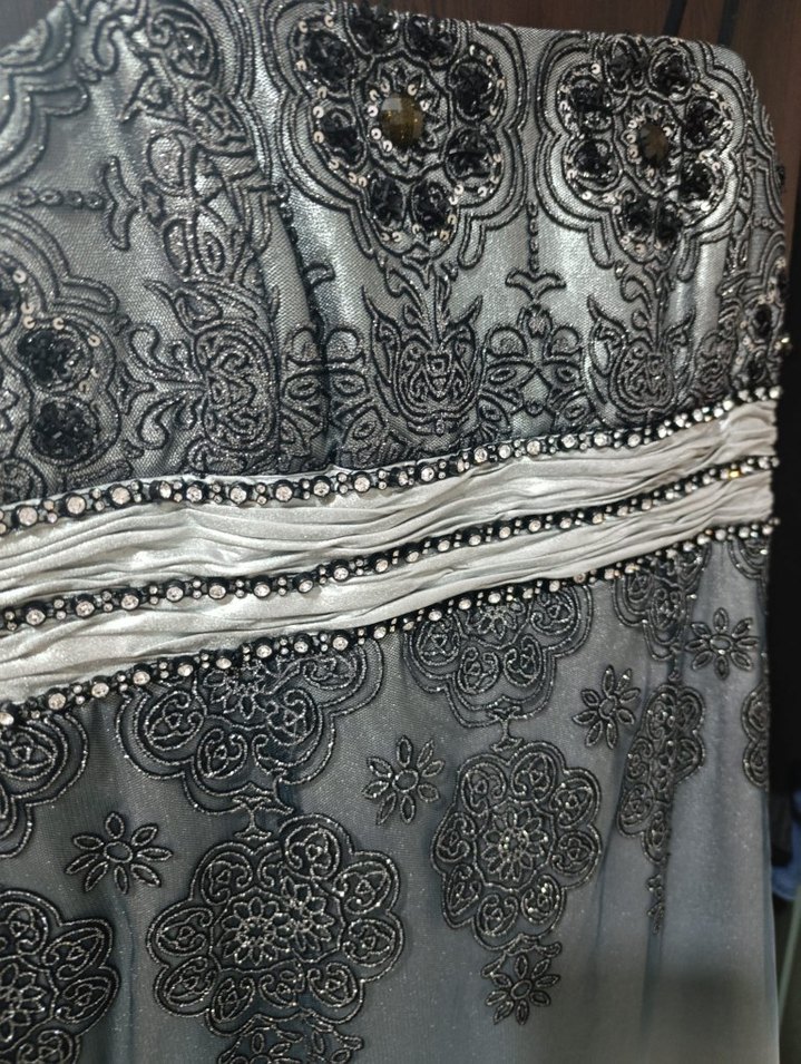 Gri Straplez Uzun Abiye Elbise - Görsel 3