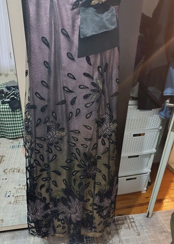 Mor Straplez Uzun Kadın Abiye Elbise - Görsel 2