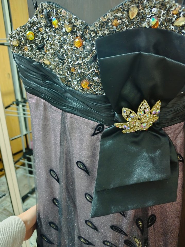 Mor Straplez Uzun Kadın Abiye Elbise - Görsel 4