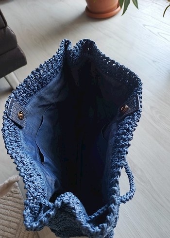 Laceli Triko Lacivert Kadın Çanta - Görsel 2