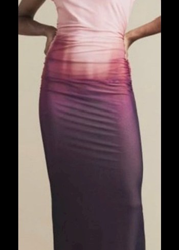 Pembe Drapeli Uzun Elbise - Görsel 2