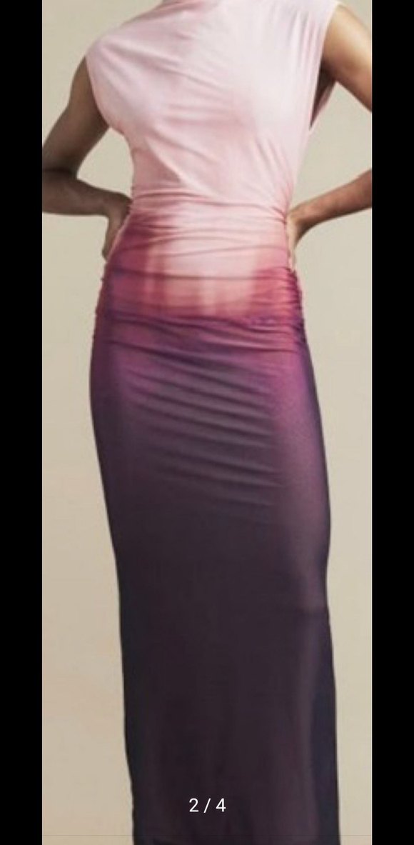 Pembe Drapeli Uzun Elbise - Görsel 2