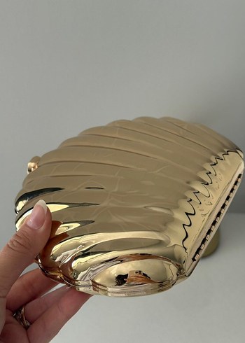 Parlak Altın Kadın Clutch Çanta - Görsel 3