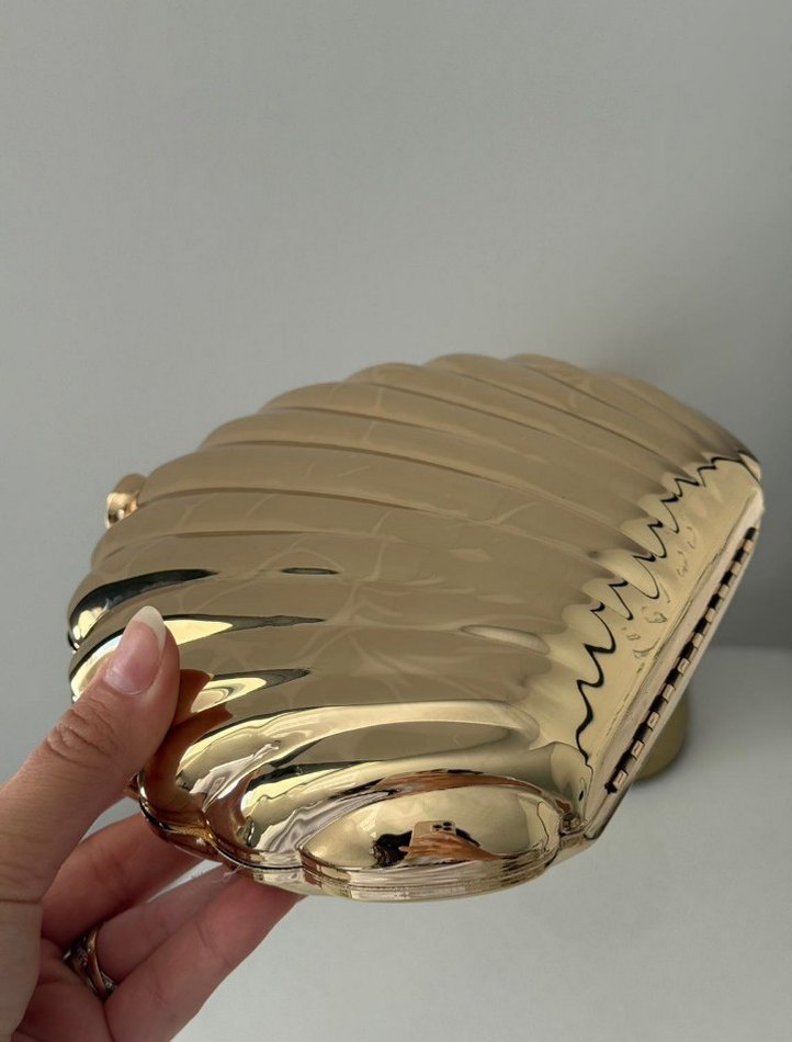 Parlak Altın Kadın Clutch Çanta - Görsel 3