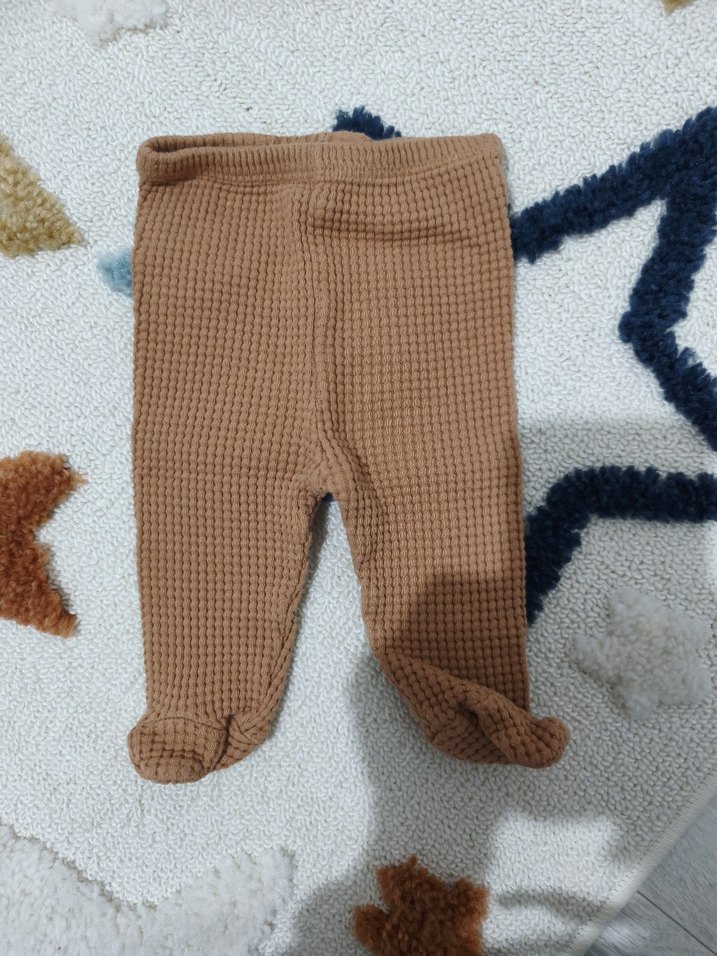 Kahverengi Örgü Kısa Kollu Bebek Body - Görsel 3