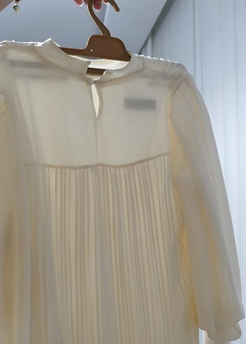 Beyaz Uzun Pilili Keten Elbise - Görsel 4