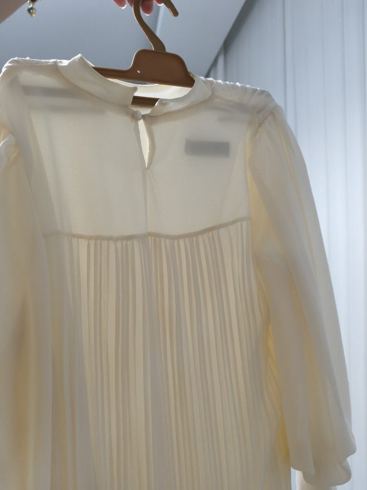 Beyaz Uzun Pilili Keten Elbise - Görsel 4