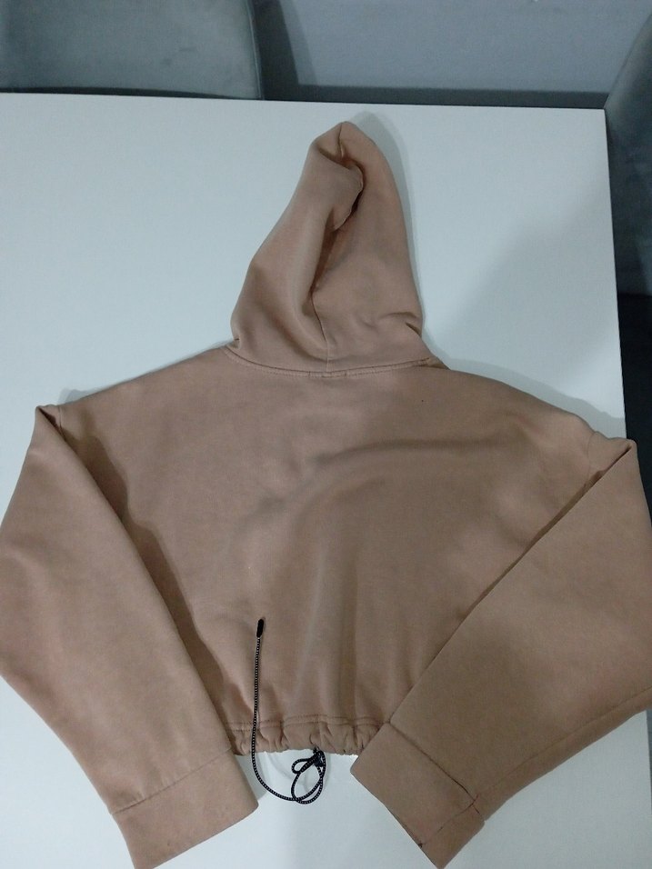 Bej Kapüşonlu Kadın Sweatshirt - Görsel 2