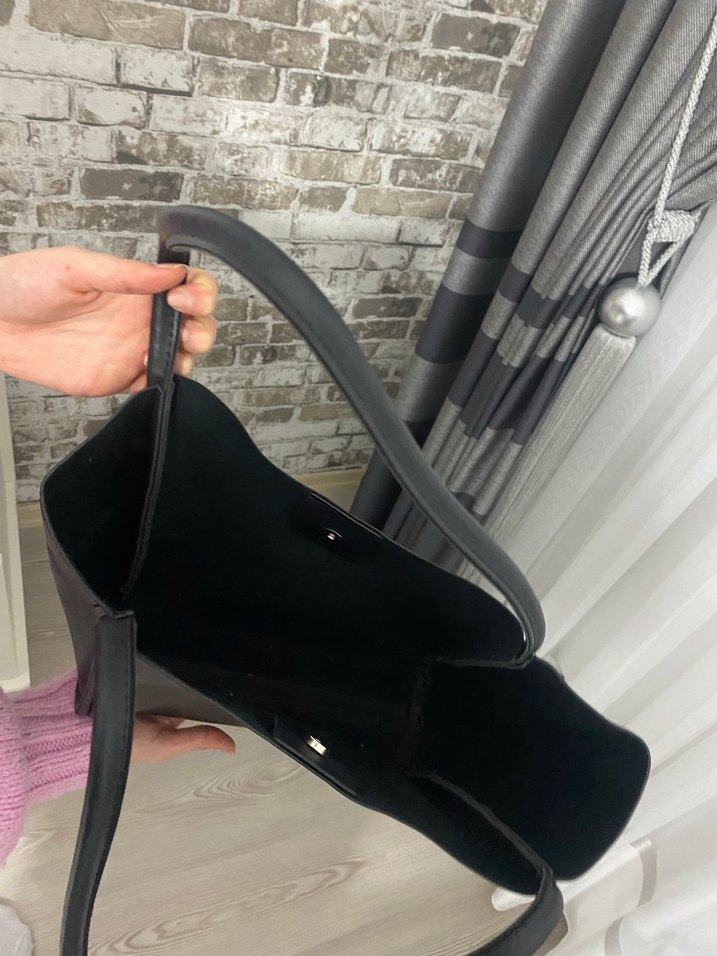 Siyah Deri Kadın Omuz Çantası - Görsel 2