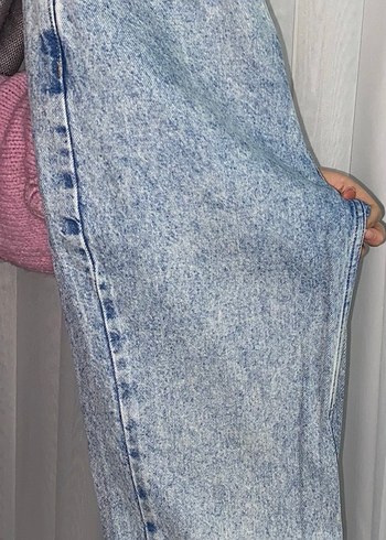 Mavi Tie-Dye Düğmeli Kadın Denim Pantolon - Görsel 2