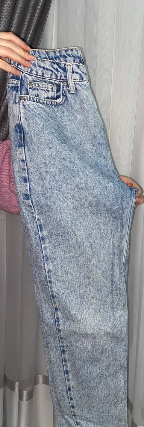 Mavi Tie-Dye Düğmeli Kadın Denim Pantolon - Görsel 2