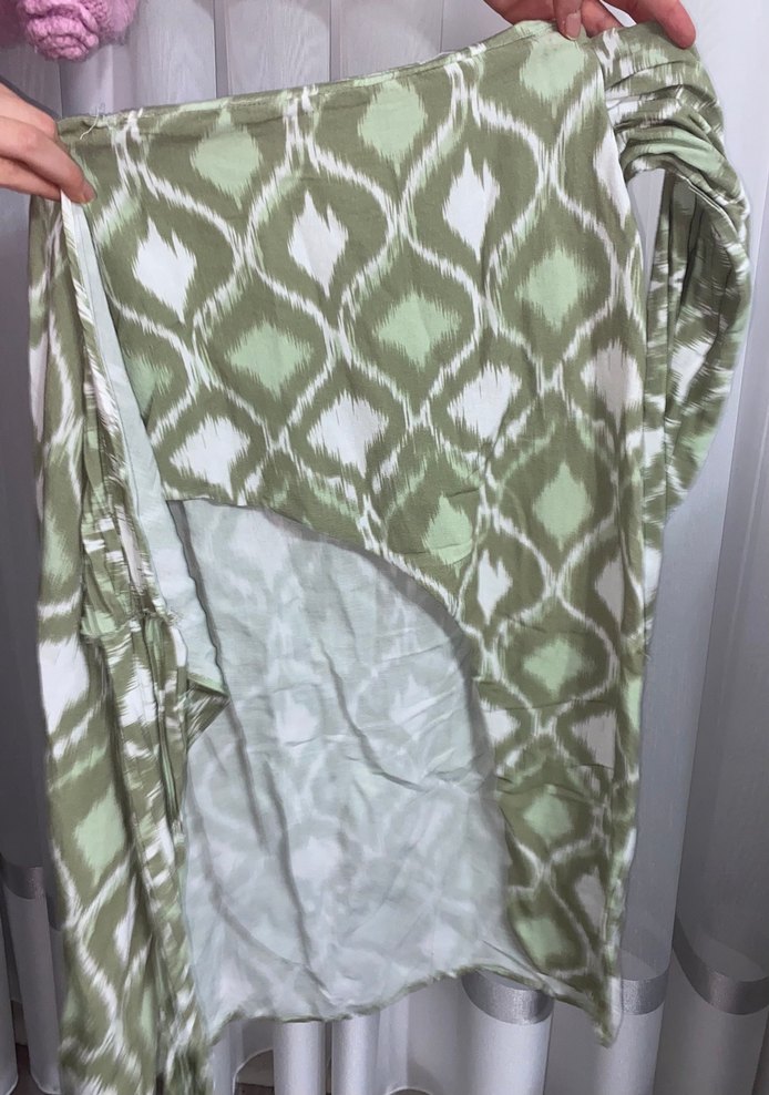 Kadın Bohem Uzun Yeşil Desenli  Yırtmaç Detaylı  Etek - Görsel 3