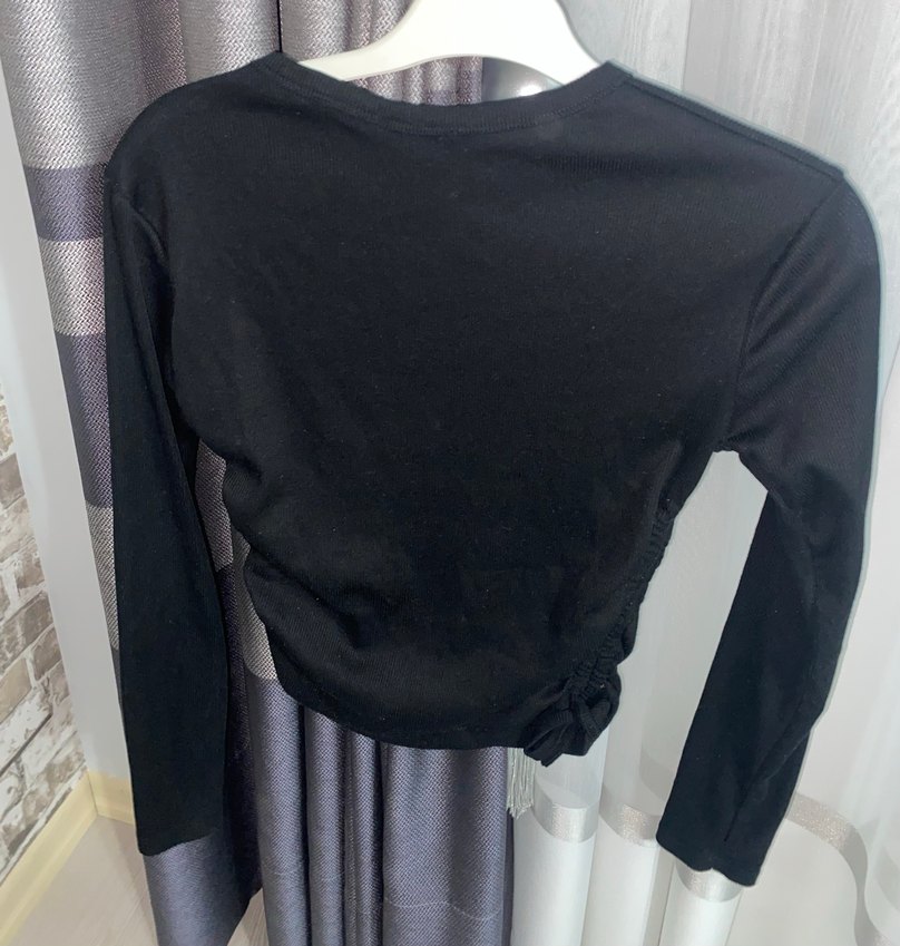 Siyah Uzun Kollu Dar Kesim Bluz - Görsel 2