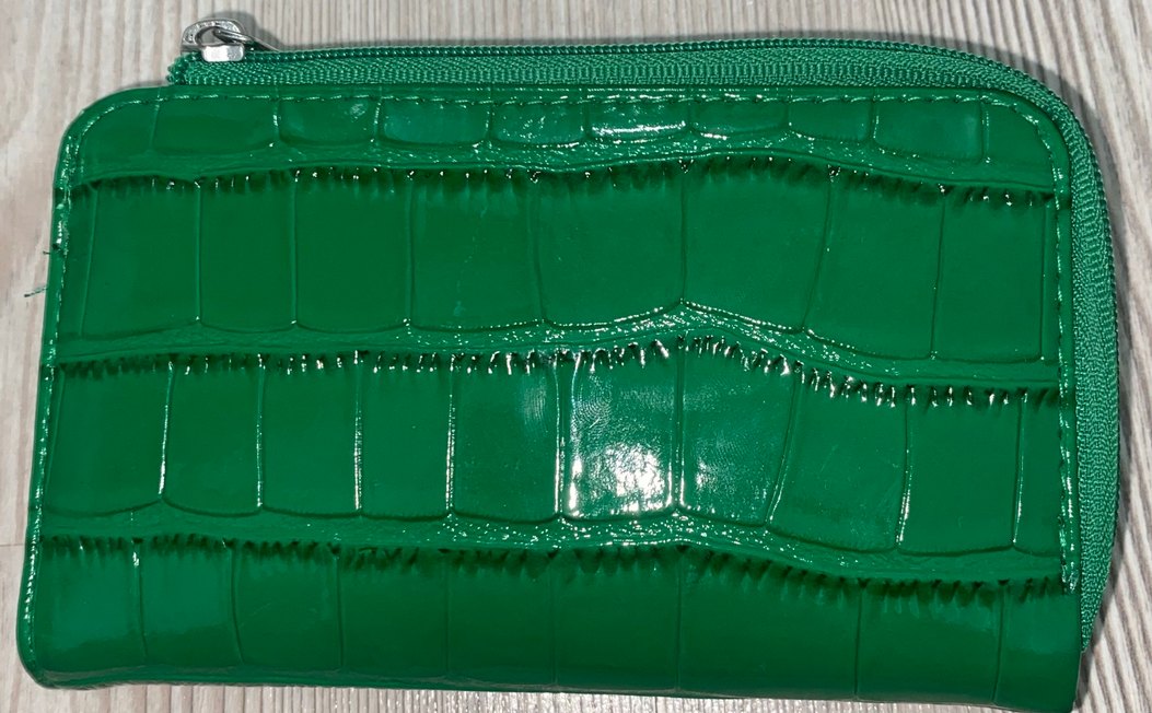 Parlak Yeşil Deri Yılan Desenli Kadın Cüzdanı - Görsel 2