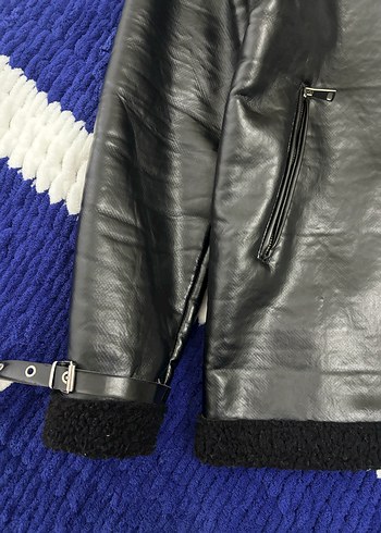 Siyah Deri Fermuarlı Biker Ceket - Görsel 4