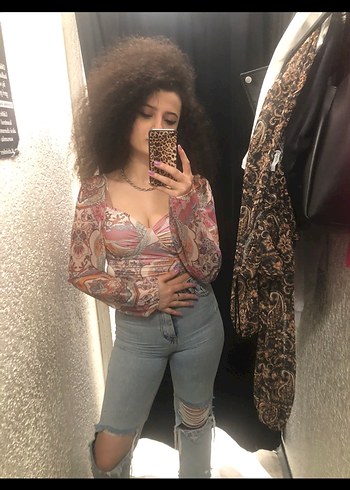 Uzun Kollu Desenli Bohem Bustiyer - Görsel 2