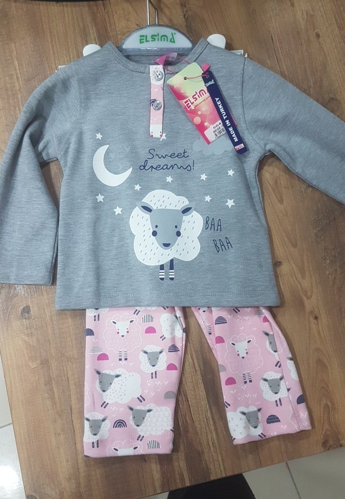 uzun kol pembe kız çocuk pijama takımı - Görsel 5