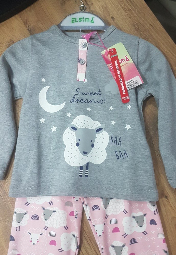 uzun kol pembe kız çocuk pijama takımı - Görsel 3