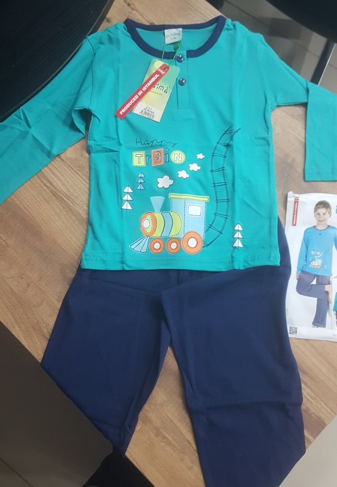 Erkek Çocuk Uzun Kollu Renkli Baskılı Pijama - Görsel 2