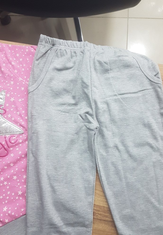 Kız Çocukuzun kol  Desenli koton Eşofman Takımı - Görsel 3