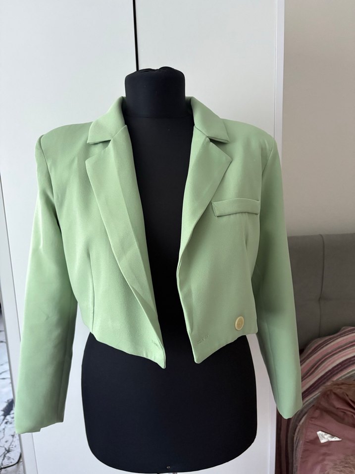 Yeşil Mini Kadın Blazer Ceket - Görsel 5