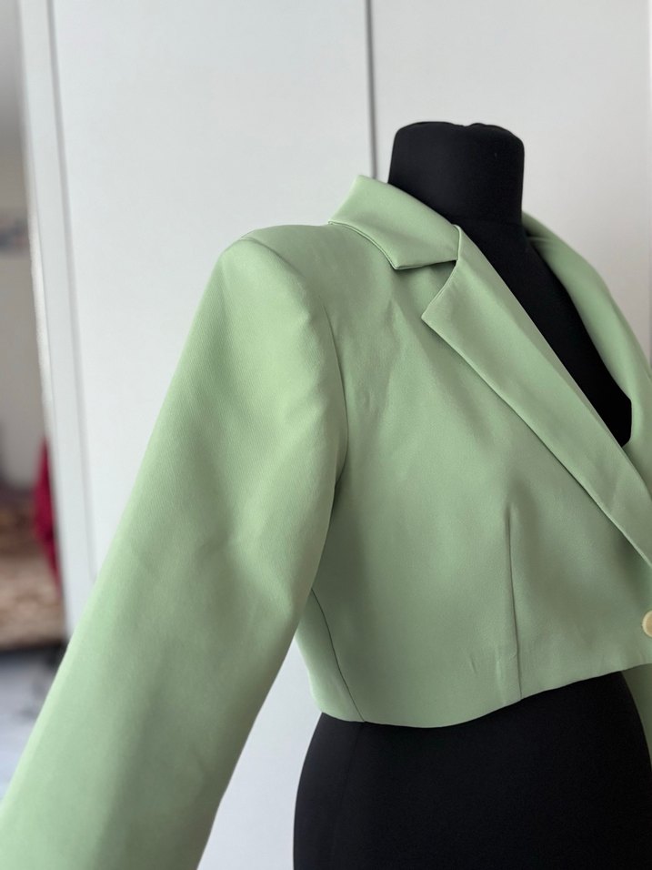 Yeşil Mini Kadın Blazer Ceket - Görsel 3