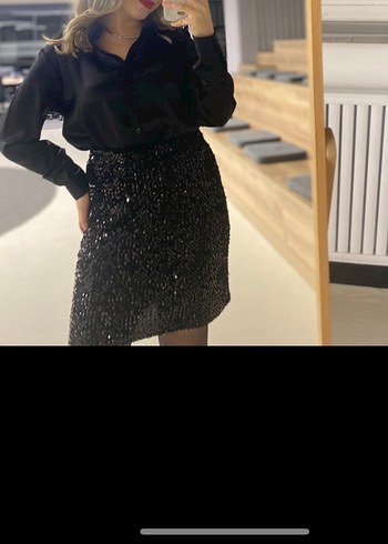 Siyah Parlak Mini Etek - Görsel 2