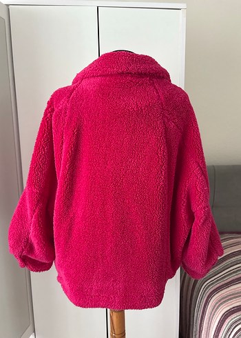 Pembe Kısa Peluş Kadın Ceket - Görsel 6