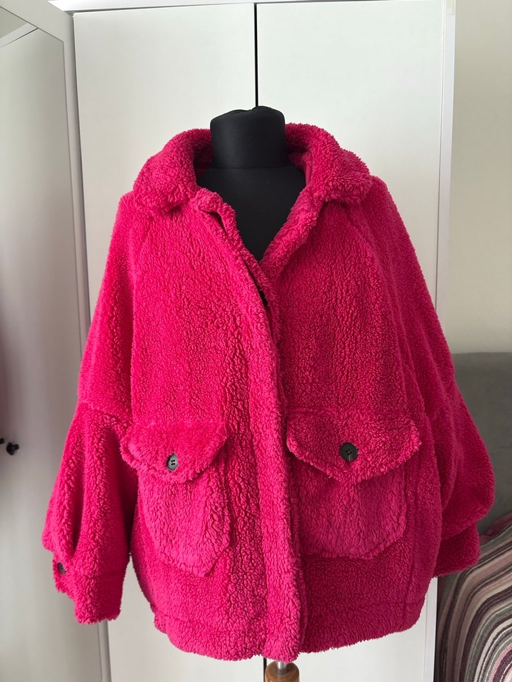 Pembe Kısa Peluş Kadın Ceket - Görsel 4