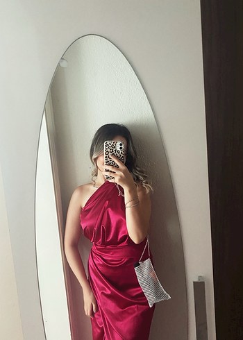 Pembe Drapeli Uzun Abiye Elbise - Görsel 2