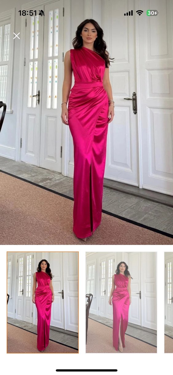 Pembe Drapeli Uzun Abiye Elbise - Görsel 4