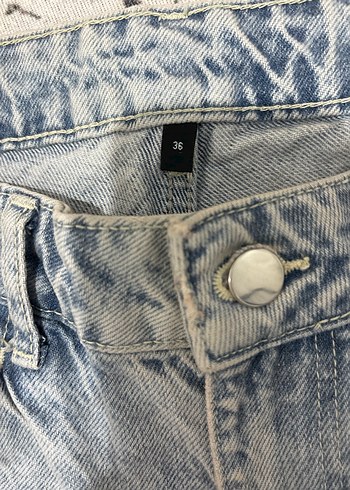 Bilekte Gri Bol Kesim Kadın Kot Pantolon - Görsel 3