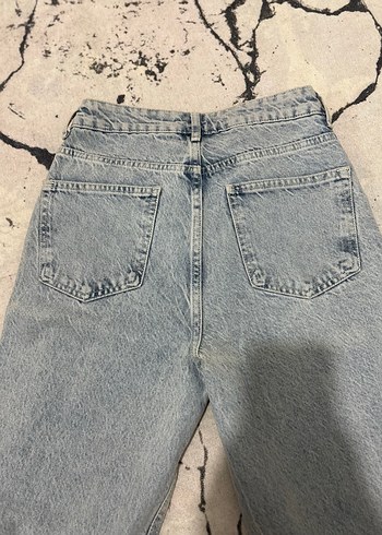 Bilekte Gri Bol Kesim Kadın Kot Pantolon - Görsel 4