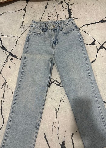 Bilekte Gri Bol Kesim Kadın Kot Pantolon - Görsel 2