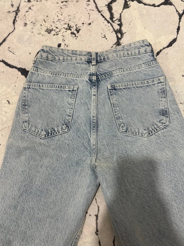 Bilekte Gri Bol Kesim Kadın Kot Pantolon - Görsel 4