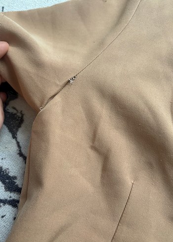 Bej Kadın V Yaka Kemerli Tulum - Görsel 5