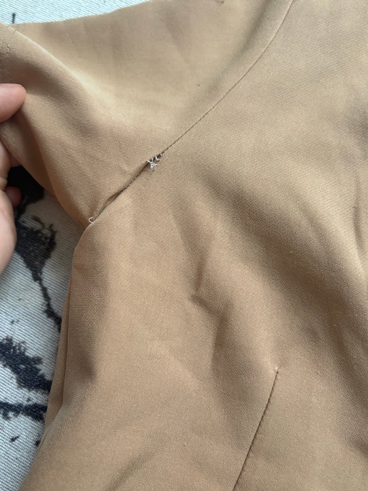 Bej Kadın V Yaka Kemerli Tulum - Görsel 5