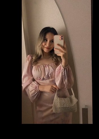 Pudra Pembe Drapeli Straplez Uzun Elbise - Görsel 2