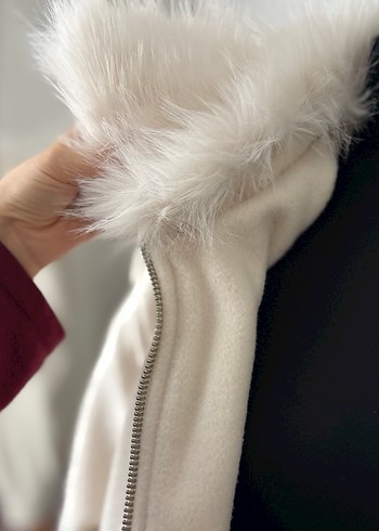 Kadın Beyaz Kürklü Midi Ceket - Görsel 6