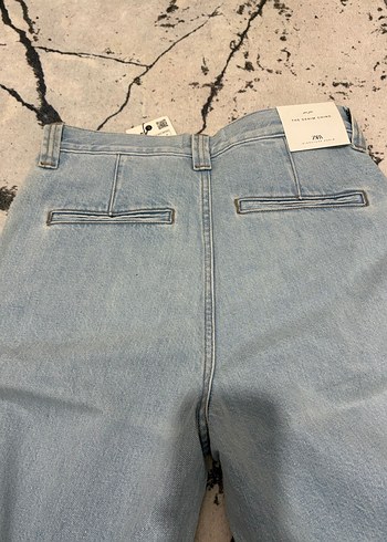 Gri Baskılı Bol Kesim Midi Kot Pantolon - Görsel 2