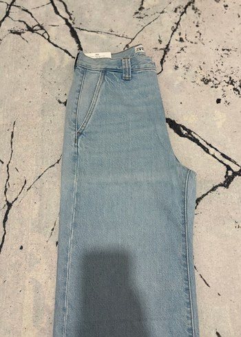 Gri Baskılı Bol Kesim Midi Kot Pantolon - Görsel 4