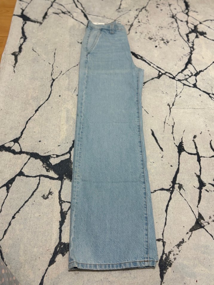 Gri Baskılı Bol Kesim Midi Kot Pantolon - Görsel 3