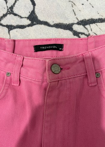 Pembe Bol Kesim Kadın Kot Pantolon - Görsel 5