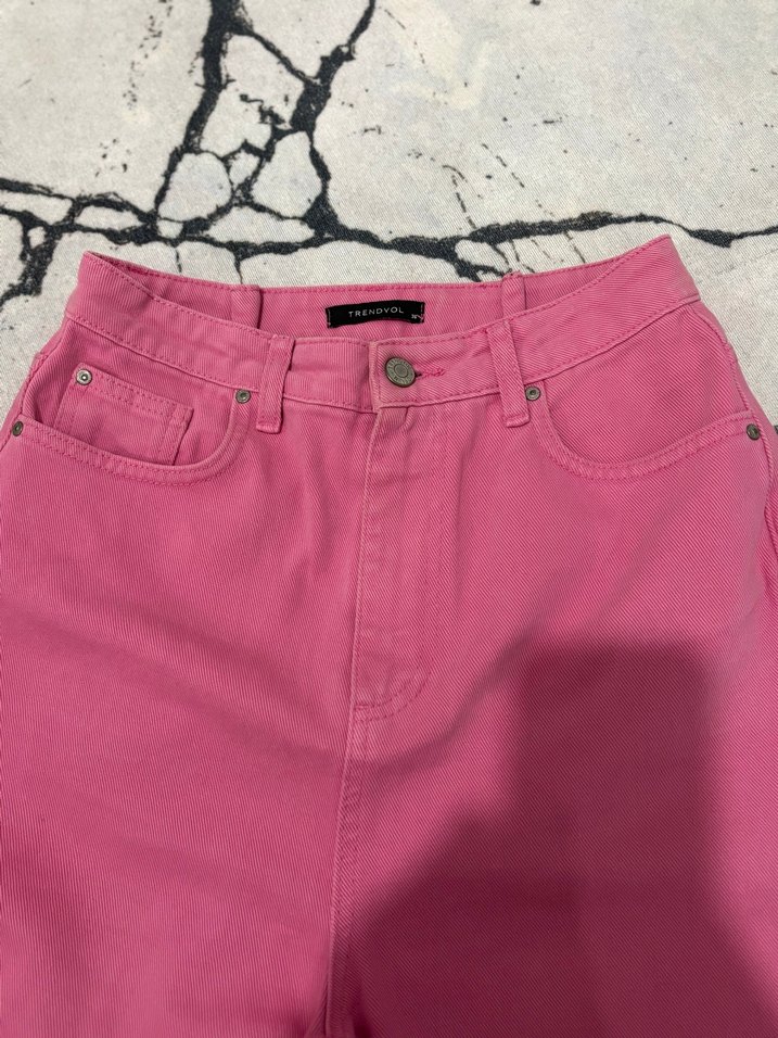 Pembe Bol Kesim Kadın Kot Pantolon - Görsel 3