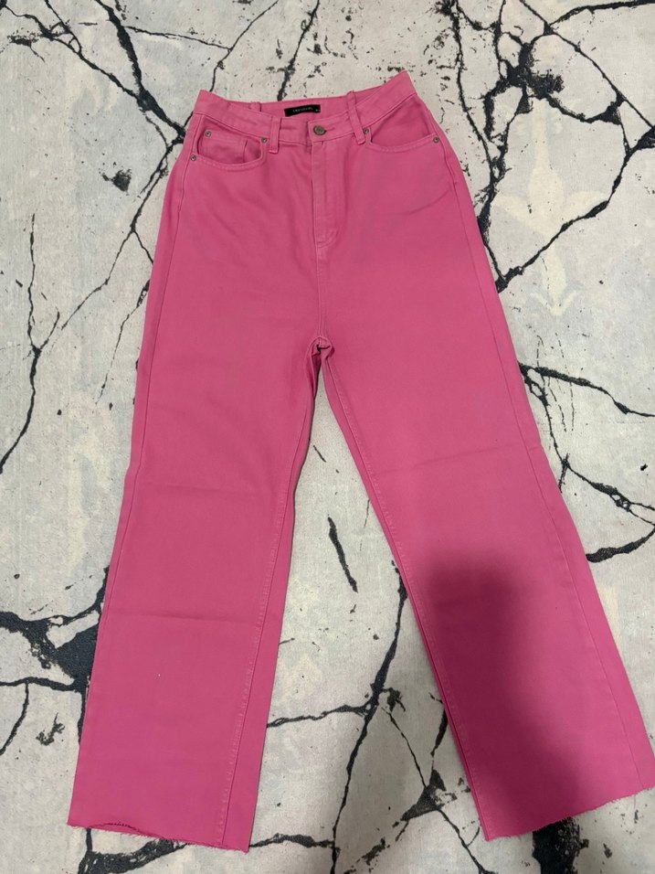 Pembe Bol Kesim Kadın Kot Pantolon - Görsel 2