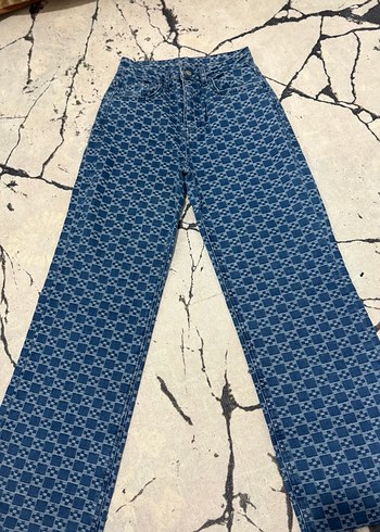 Kadın Kareli Denim Jean - Görsel 4