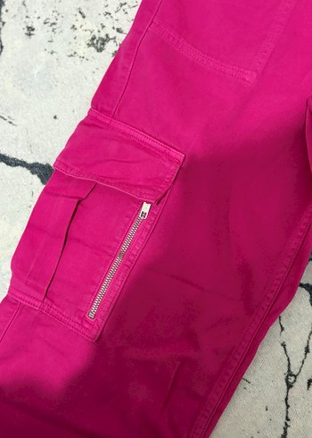 Fermuarlı Pembe Bol Paça denim Kadın Pantolon - Görsel 5