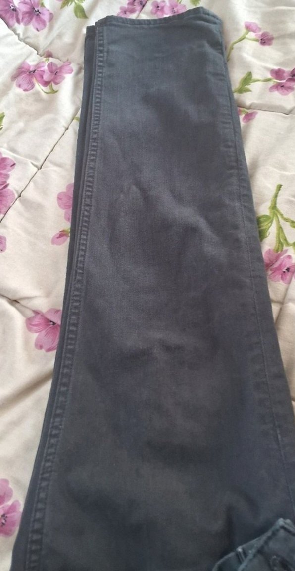 Düğmeli Siyah Loose Fit Midi Kot Pantolon - Görsel 2